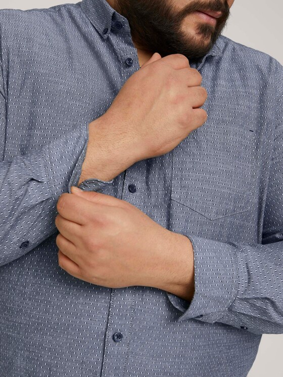Hemd mit Bio-Baumwolle - Männer - navy white scattered design Hemd mit Bio-Baumwolle - Männer - navy white scattered design - 9 - Men Plus