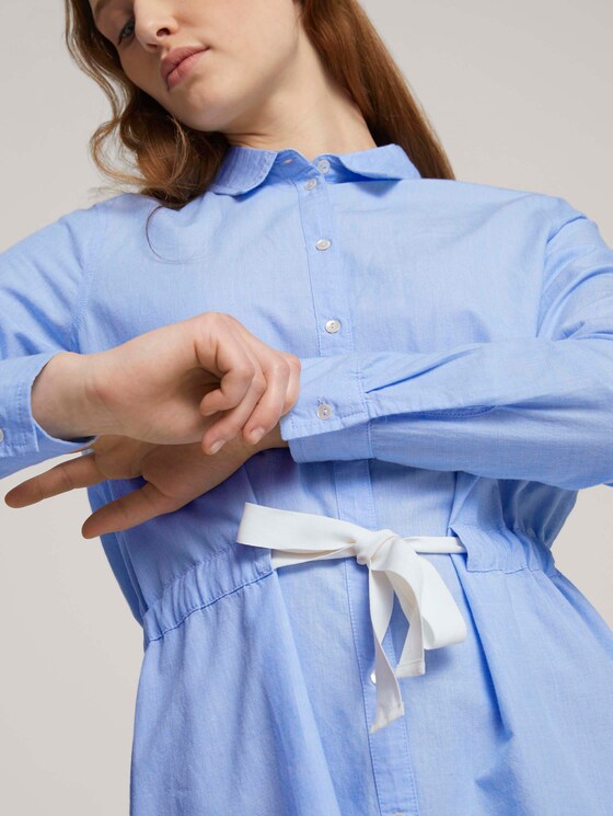 Mini Blusenkleid mit Gürtel - Frauen - Light Blue Chambray Mini Blusenkleid mit Gürtel - Frauen - Light Blue Chambray - 9 - TOM TAILOR Denim
