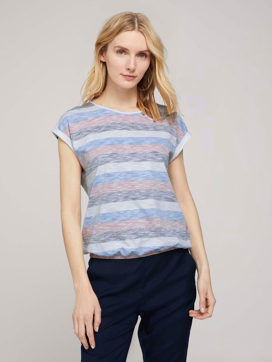 Gestreept T-shirt - Vrouwen - blue multicolor stripe Gestreept T-shirt - Vrouwen - blue multicolor stripe - 1 - TOM TAILOR