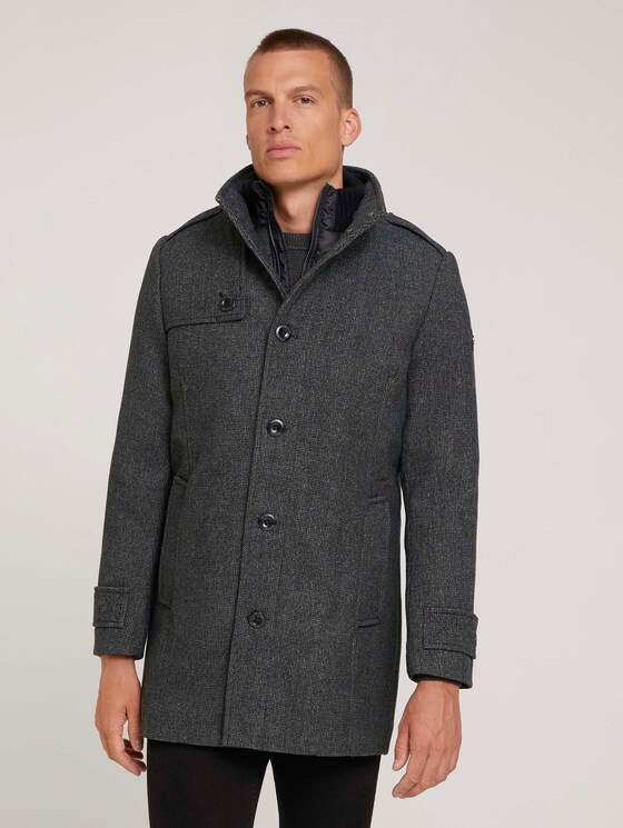 Wollmantel mit Innenjacke - Männer - tarmac grey wool structure Wollmantel mit Innenjacke - Männer - tarmac grey wool structure - 1 - TOM TAILOR