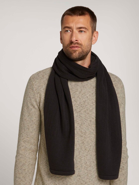 geribbelde sjaal van biologisch katoen - Mannen - Black - 5 - Tom Tailor E-Shop Kollektion