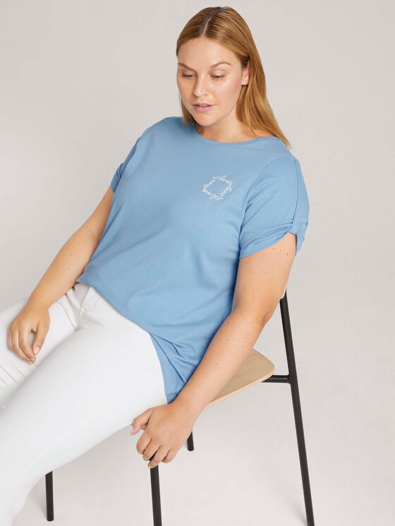 Plus - Print T-Shirt mit Bio-Baumwolle - Frauen - Summer Blue - 5 - My True Me