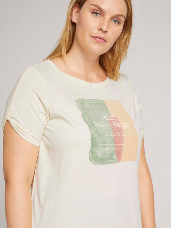 Curvy - T-shirt met print van biologisch katoen - Vrouwen - soft creme beige Curvy - T-shirt met print van biologisch katoen - Vrouwen - soft creme beige - 9 - My True Me