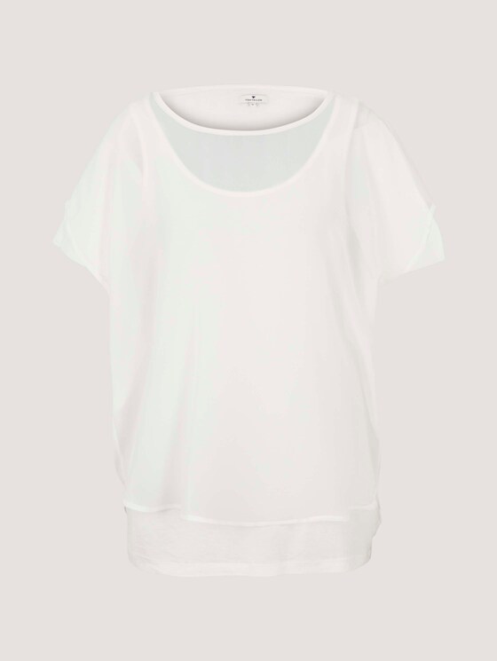 Shirt mit Chiffon - Frauen - Whisper White Shirt mit Chiffon - Frauen - Whisper White - 7 - TOM TAILOR