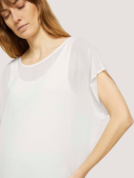 Shirt mit Chiffon - Frauen - Whisper White Shirt mit Chiffon - Frauen - Whisper White - 9 - TOM TAILOR
