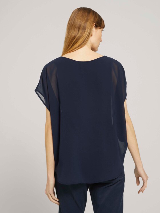 Shirt mit Chiffon - Frauen - Sky Captain Blue Shirt mit Chiffon - Frauen - Sky Captain Blue - 2 - TOM TAILOR