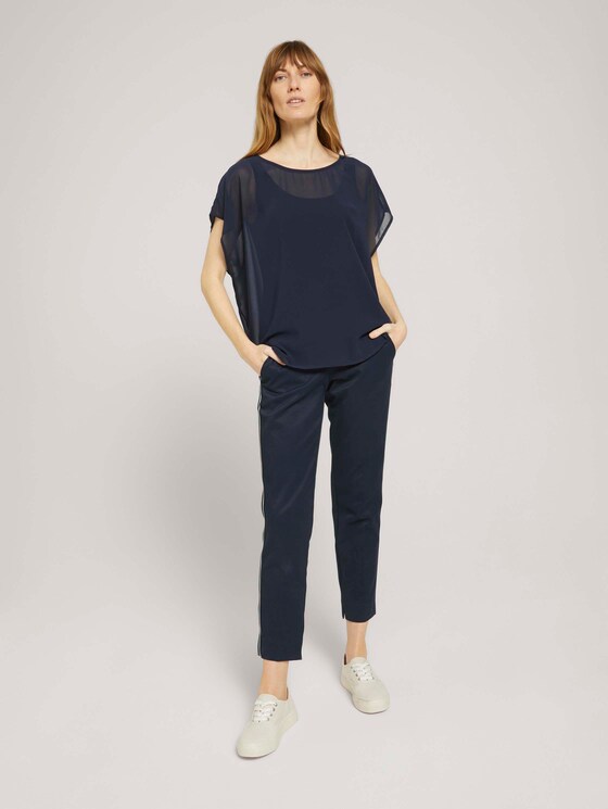 Shirt mit Chiffon - Frauen - Sky Captain Blue Shirt mit Chiffon - Frauen - Sky Captain Blue - 3 - TOM TAILOR