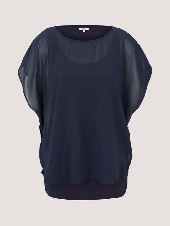 Shirt mit Chiffon - Frauen - Sky Captain Blue Shirt mit Chiffon - Frauen - Sky Captain Blue - 7 - TOM TAILOR