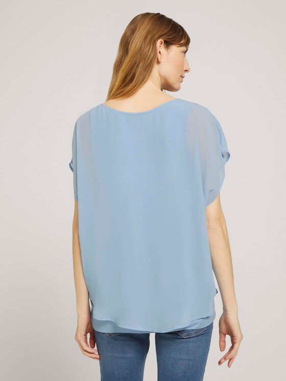 Shirt mit Chiffon - Frauen - stonington blue Shirt mit Chiffon - Frauen - stonington blue - 2 - TOM TAILOR