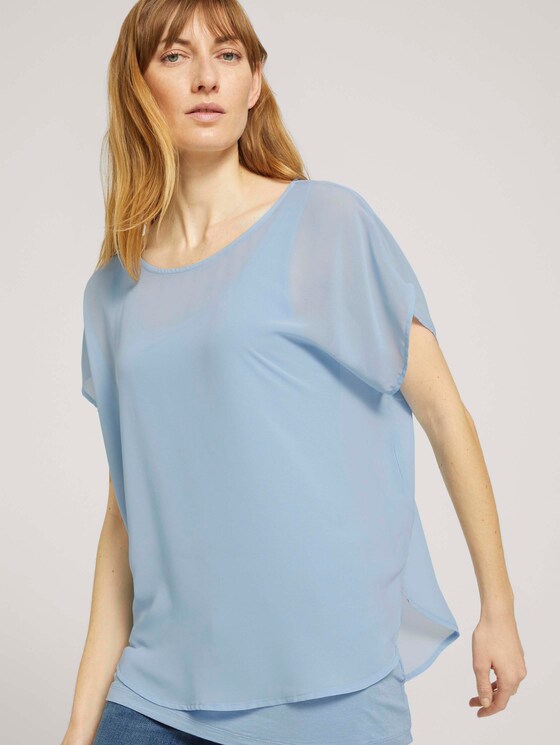 Shirt mit Chiffon - Frauen - stonington blue Shirt mit Chiffon - Frauen - stonington blue - 5 - TOM TAILOR
