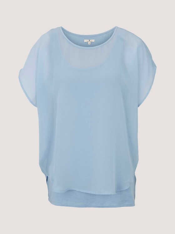 Shirt mit Chiffon - Frauen - stonington blue Shirt mit Chiffon - Frauen - stonington blue - 7 - TOM TAILOR