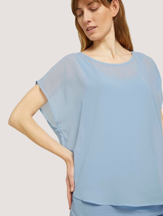 Shirt mit Chiffon - Frauen - stonington blue Shirt mit Chiffon - Frauen - stonington blue - 9 - TOM TAILOR