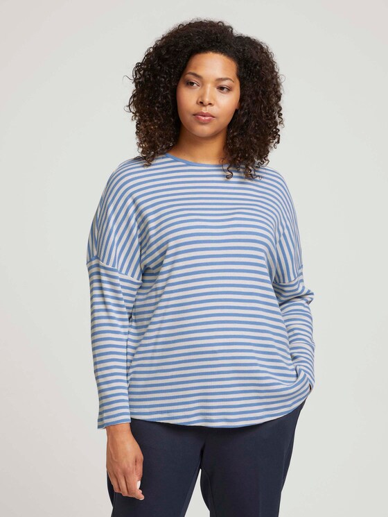Plus - Gestreiftes Langarmshirt mit Bio-Baumwolle - Frauen - blue creme stripe Plus - Gestreiftes Langarmshirt mit Bio-Baumwolle - Frauen - blue creme stripe - 1 - My True Me
