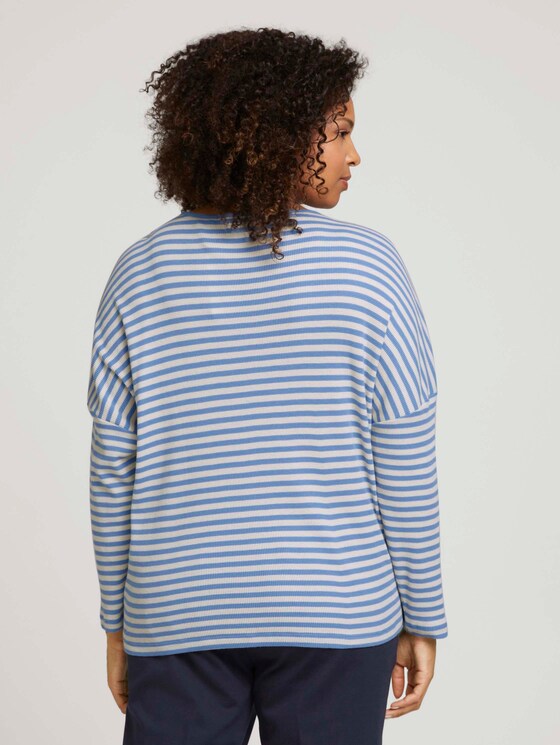 Plus - Gestreiftes Langarmshirt mit Bio-Baumwolle - Frauen - blue creme stripe Plus - Gestreiftes Langarmshirt mit Bio-Baumwolle - Frauen - blue creme stripe - 2 - My True Me