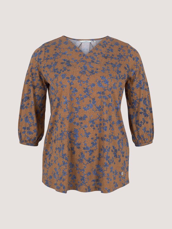 Curvy - V-neck blouse - Women - brown blue floral design Curvy - V-neck blouse - Women - brown blue floral design - 7 - My True Me
