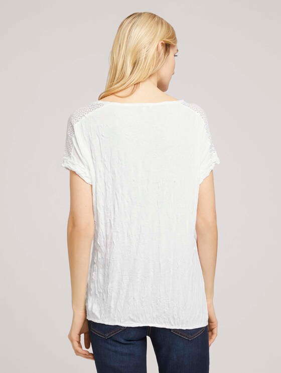 T-Shirt mit Spitze in Knitteroptik - Frauen - Whisper White T-Shirt mit Spitze in Knitteroptik - Frauen - Whisper White - 2 - TOM TAILOR