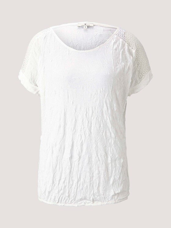 T-Shirt mit Spitze in Knitteroptik - Frauen - Whisper White T-Shirt mit Spitze in Knitteroptik - Frauen - Whisper White - 7 - TOM TAILOR