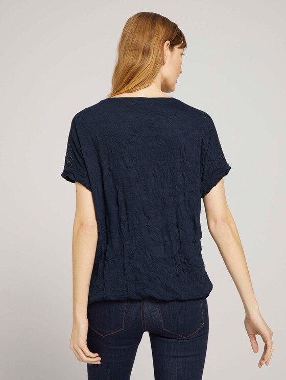 T-Shirt mit Spitze in Knitteroptik - Frauen - Sky Captain Blue T-Shirt mit Spitze in Knitteroptik - Frauen - Sky Captain Blue - 2 - TOM TAILOR