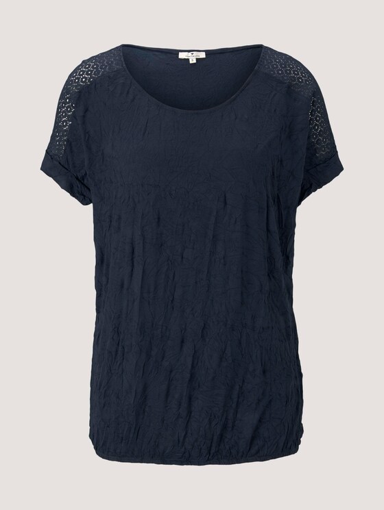 T-Shirt mit Spitze in Knitteroptik - Frauen - Sky Captain Blue T-Shirt mit Spitze in Knitteroptik - Frauen - Sky Captain Blue - 7 - TOM TAILOR