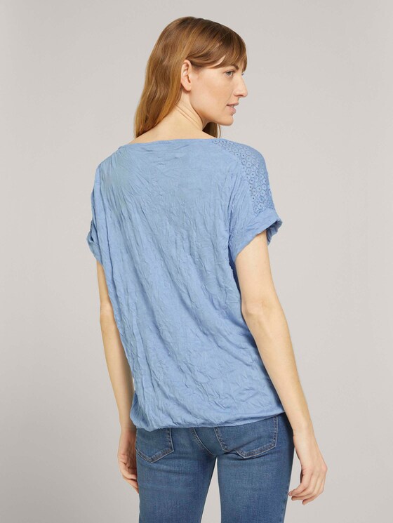 T-Shirt mit Spitze in Knitteroptik - Frauen - stonington blue T-Shirt mit Spitze in Knitteroptik - Frauen - stonington blue - 2 - TOM TAILOR