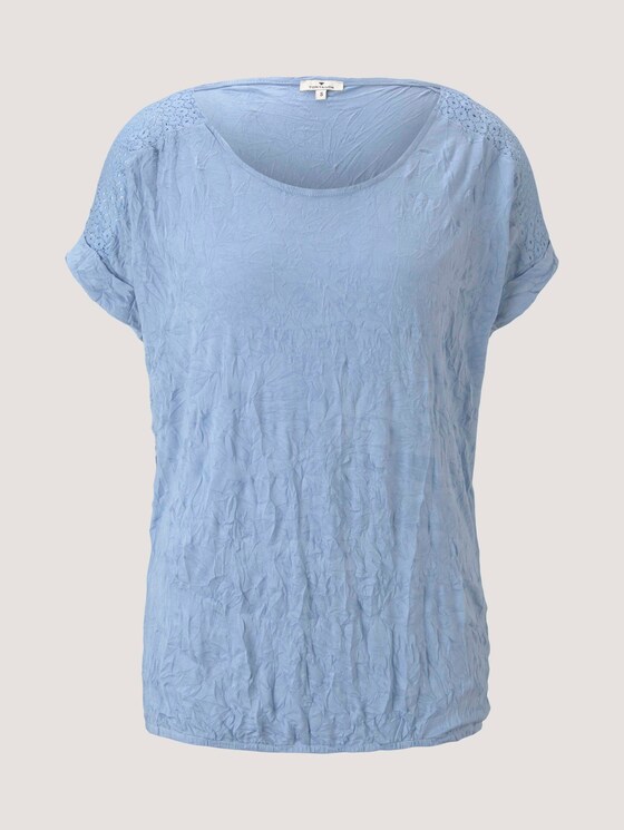 T-Shirt mit Spitze in Knitteroptik - Frauen - stonington blue T-Shirt mit Spitze in Knitteroptik - Frauen - stonington blue - 7 - TOM TAILOR