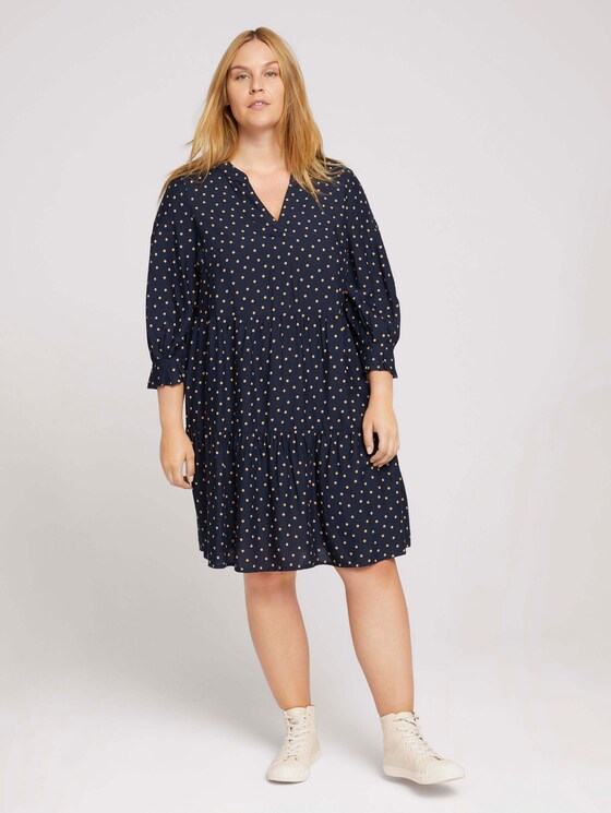 Plus - Volant Keid mit LENZING™ ECOVERO™ - Frauen - navy brown dot Plus - Volant Keid mit LENZING™ ECOVERO™ - Frauen - navy brown dot - 1 - My True Me