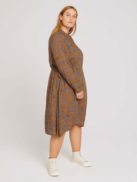 Curvy - midi-jurk met bloemenprint - Vrouwen - brown blue floral design Curvy - midi-jurk met bloemenprint - Vrouwen - brown blue floral design - 1 - My True Me