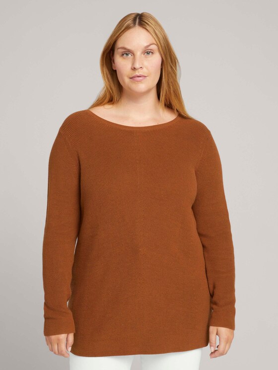 Plus - Strickpullover mit Bio-Baumwolle - Frauen - amber brown Plus - Strickpullover mit Bio-Baumwolle - Frauen - amber brown - 1 - My True Me