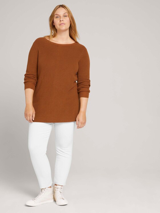 Plus - Strickpullover mit Bio-Baumwolle - Frauen - amber brown Plus - Strickpullover mit Bio-Baumwolle - Frauen - amber brown - 3 - My True Me