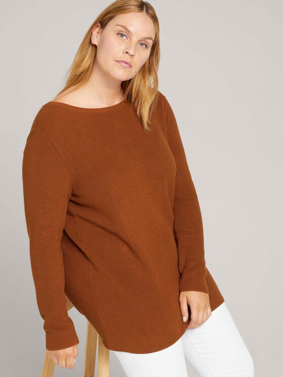Plus - Strickpullover mit Bio-Baumwolle - Frauen - amber brown Plus - Strickpullover mit Bio-Baumwolle - Frauen - amber brown - 5 - My True Me