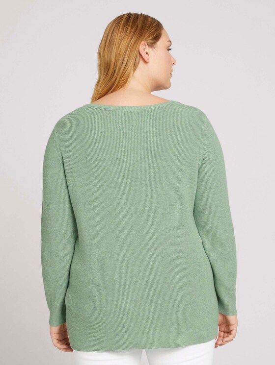 Curvy - gebreide trui van biologisch katoen - Vrouwen - light mint green melange Curvy - gebreide trui van biologisch katoen - Vrouwen - light mint green melange - 2 - My True Me