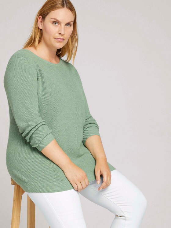 Curvy - gebreide trui van biologisch katoen - Vrouwen - light mint green melange Curvy - gebreide trui van biologisch katoen - Vrouwen - light mint green melange - 5 - My True Me