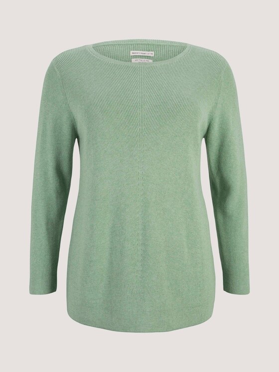 Curvy - gebreide trui van biologisch katoen - Vrouwen - light mint green melange Curvy - gebreide trui van biologisch katoen - Vrouwen - light mint green melange - 7 - My True Me