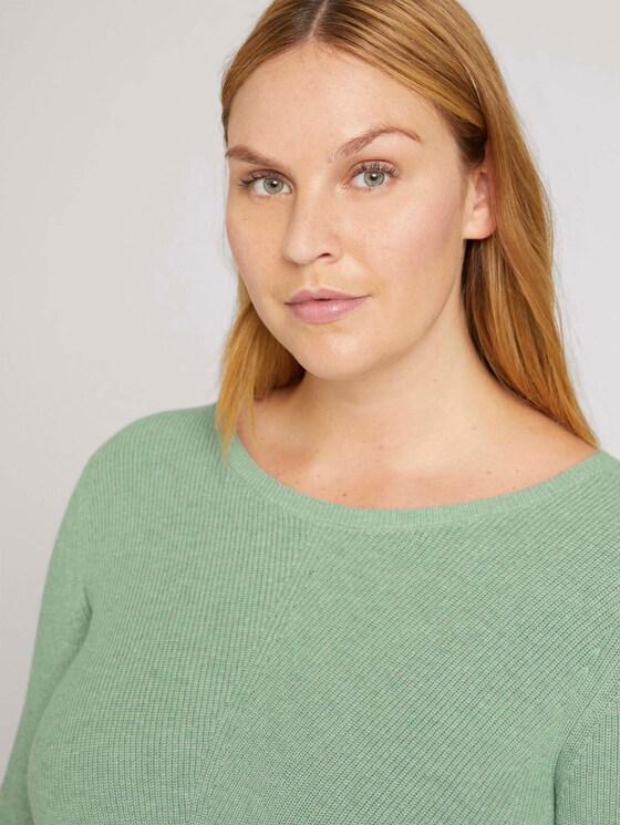 Curvy - gebreide trui van biologisch katoen - Vrouwen - light mint green melange Curvy - gebreide trui van biologisch katoen - Vrouwen - light mint green melange - 9 - My True Me