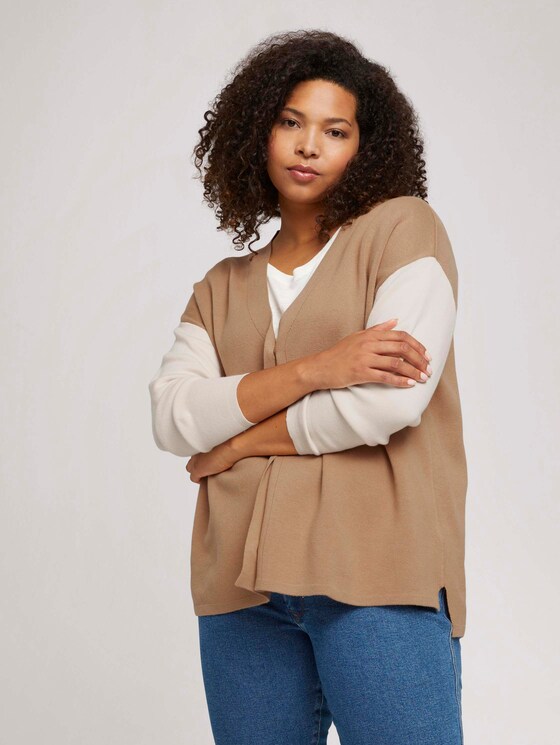 Plus - Zweifarbiger Cardigan - Frauen - soft caramel Plus - Zweifarbiger Cardigan - Frauen - soft caramel - 5 - My True Me