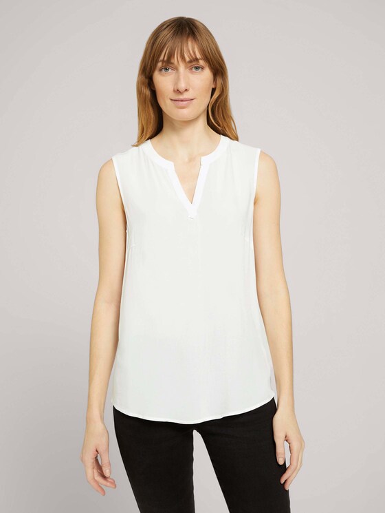 Ärmellose Bluse mit LENZING™ ECOVERO™ - Frauen - Whisper White Ärmellose Bluse mit LENZING™ ECOVERO™ - Frauen - Whisper White - 1 - TOM TAILOR