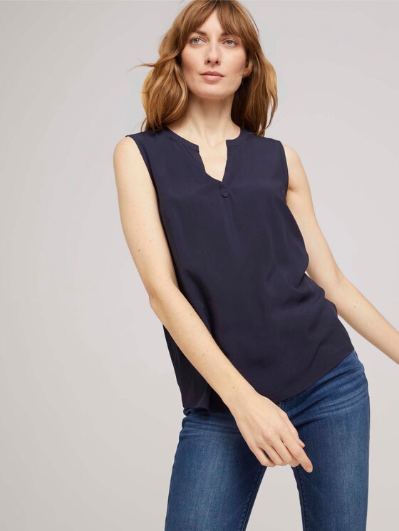 Ärmellose Bluse mit LENZING™ ECOVERO™ - Frauen - Sky Captain Blue Ärmellose Bluse mit LENZING™ ECOVERO™ - Frauen - Sky Captain Blue - 5 - TOM TAILOR