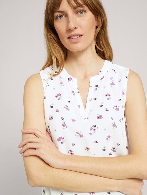 Ärmellose Bluse mit LENZING™ ECOVERO™ - Frauen - offwhite berry floral design Ärmellose Bluse mit LENZING™ ECOVERO™ - Frauen - offwhite berry floral design - 9 - TOM TAILOR