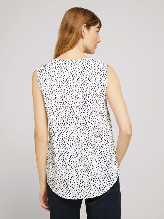 Ärmellose Bluse mit LENZING™ ECOVERO™ - Frauen - offwhite feather design Ärmellose Bluse mit LENZING™ ECOVERO™ - Frauen - offwhite feather design - 2 - TOM TAILOR