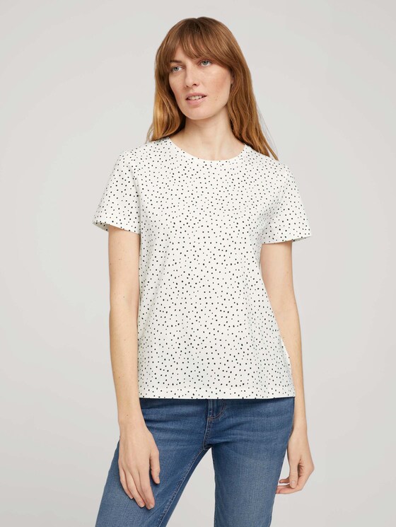 T-Shirt mit Bio-Baumwolle - Frauen - offwhite dot design T-Shirt mit Bio-Baumwolle - Frauen - offwhite dot design - 1 - TOM TAILOR