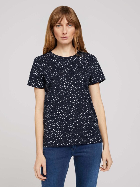 T-Shirt mit Bio-Baumwolle - Frauen - navy dot design T-Shirt mit Bio-Baumwolle - Frauen - navy dot design - 1 - TOM TAILOR