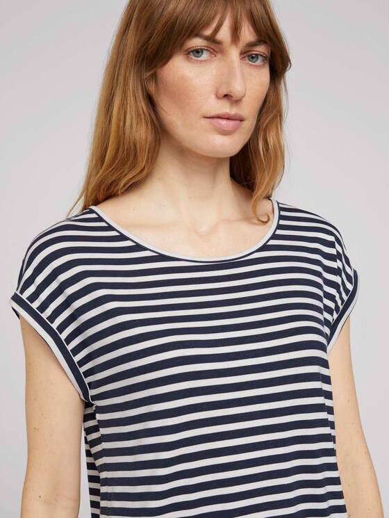 Elastisches T-Shirt mit Print - Frauen - navy stripe Elastisches T-Shirt mit Print - Frauen - navy stripe - 9 - TOM TAILOR
