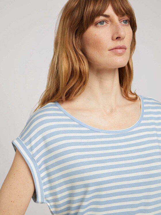 Elastisches T-Shirt mit Print - Frauen - blue offwhite stripe Elastisches T-Shirt mit Print - Frauen - blue offwhite stripe - 9 - TOM TAILOR