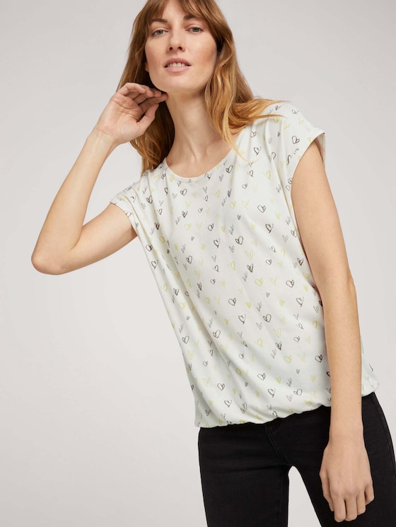 Elastisches T-Shirt mit Print - Frauen - white scribbled hearts design Elastisches T-Shirt mit Print - Frauen - white scribbled hearts design - 5 - TOM TAILOR