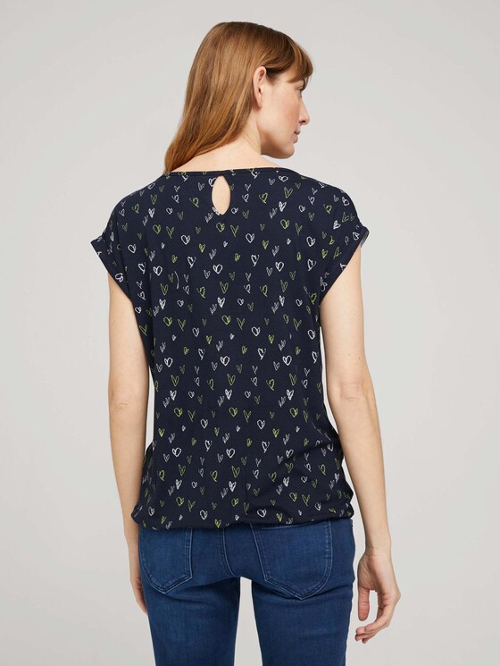 Elastisches T-Shirt mit Print - Frauen - navy scribbled hearts design Elastisches T-Shirt mit Print - Frauen - navy scribbled hearts design - 2 - TOM TAILOR