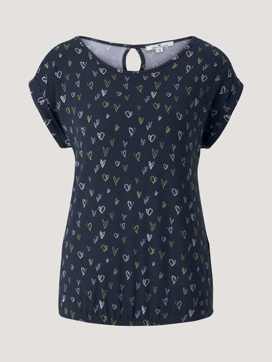 Elastisches T-Shirt mit Print - Frauen - navy scribbled hearts design Elastisches T-Shirt mit Print - Frauen - navy scribbled hearts design - 7 - TOM TAILOR