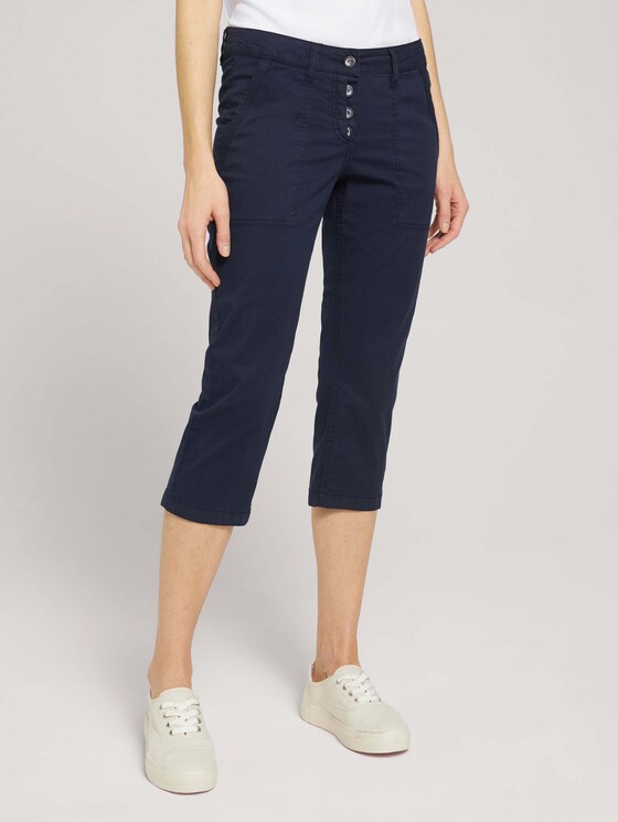 Tapered Relaxed Caprihose mit Knopfleiste - Frauen - Sky Captain Blue Tapered Relaxed Caprihose mit Knopfleiste - Frauen - Sky Captain Blue - 1 - TOM TAILOR