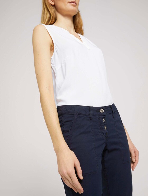 Tapered Relaxed Caprihose mit Knopfleiste - Frauen - Sky Captain Blue Tapered Relaxed Caprihose mit Knopfleiste - Frauen - Sky Captain Blue - 10 - TOM TAILOR