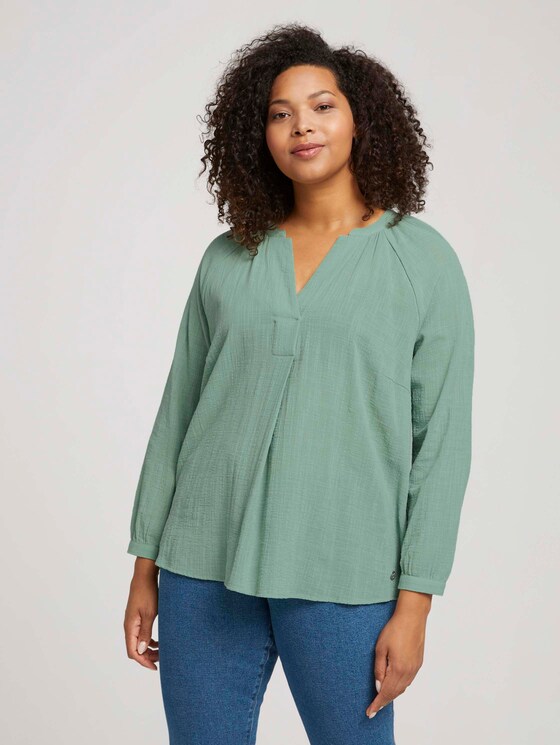 Plus - Strukturiere Bluse mit Bio-Baumwolle - Frauen - light mint green Plus - Strukturiere Bluse mit Bio-Baumwolle - Frauen - light mint green - 1 - My True Me