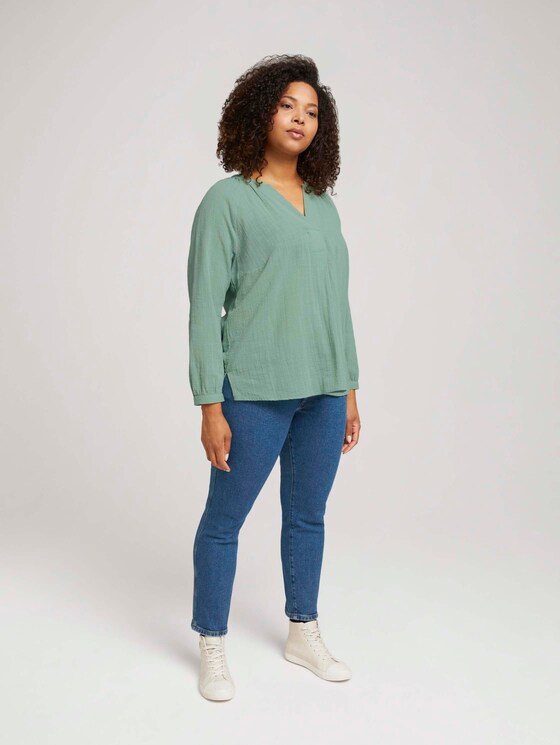 Plus - Strukturiere Bluse mit Bio-Baumwolle - Frauen - light mint green Plus - Strukturiere Bluse mit Bio-Baumwolle - Frauen - light mint green - 3 - My True Me